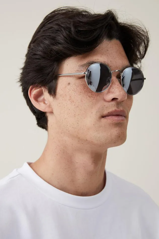 Men Sunglasses Cotton On Bellbrae Polarized Sunglasses Silver Grey Silver Flash