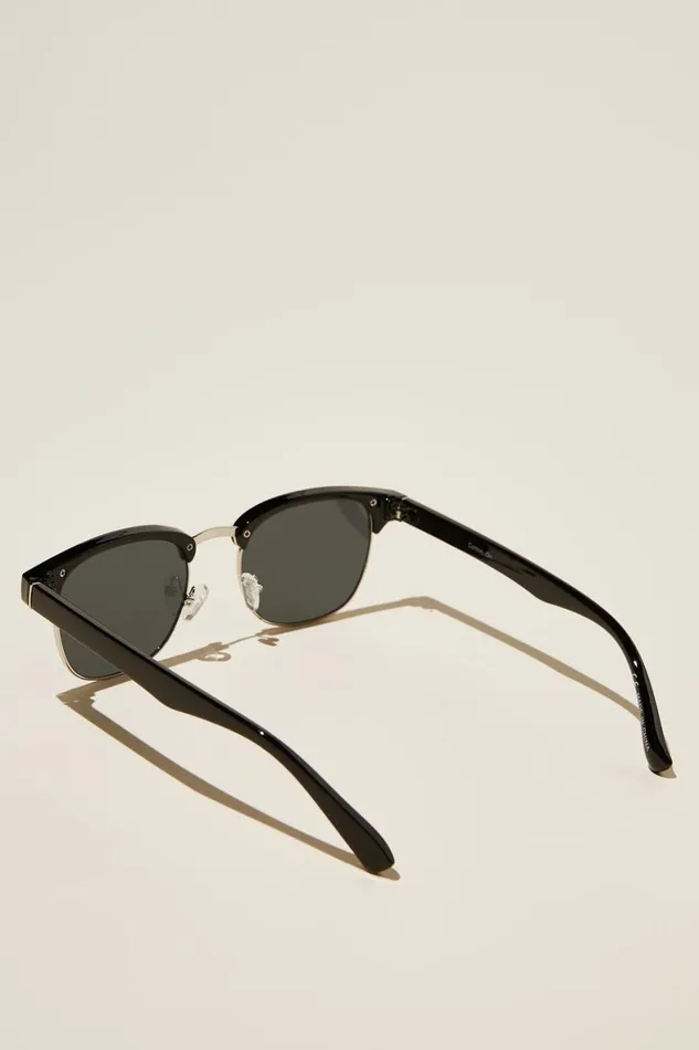 Men Sunglasses Cotton On Leopold Sunglasses Black Silver Smoke