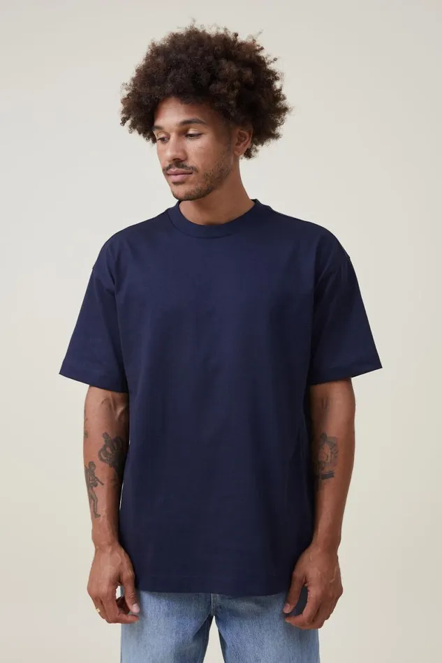 Men Tees and Tanks Cotton On Box Fit Plain TShirt True Navy