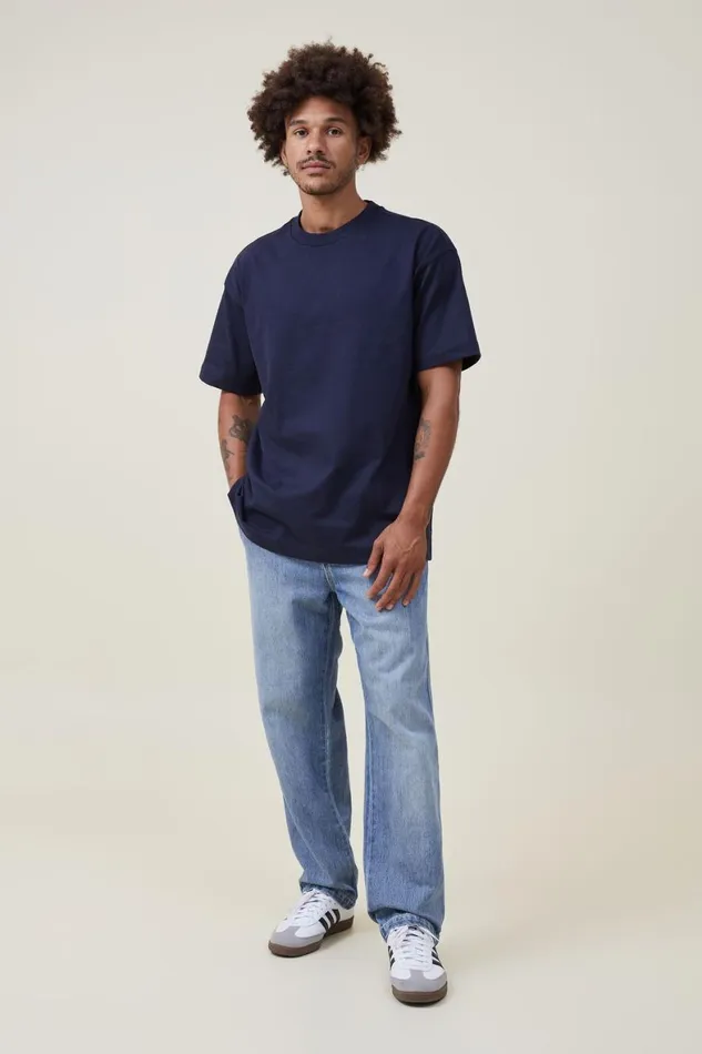 Men Tees and Tanks Cotton On Box Fit Plain TShirt True Navy