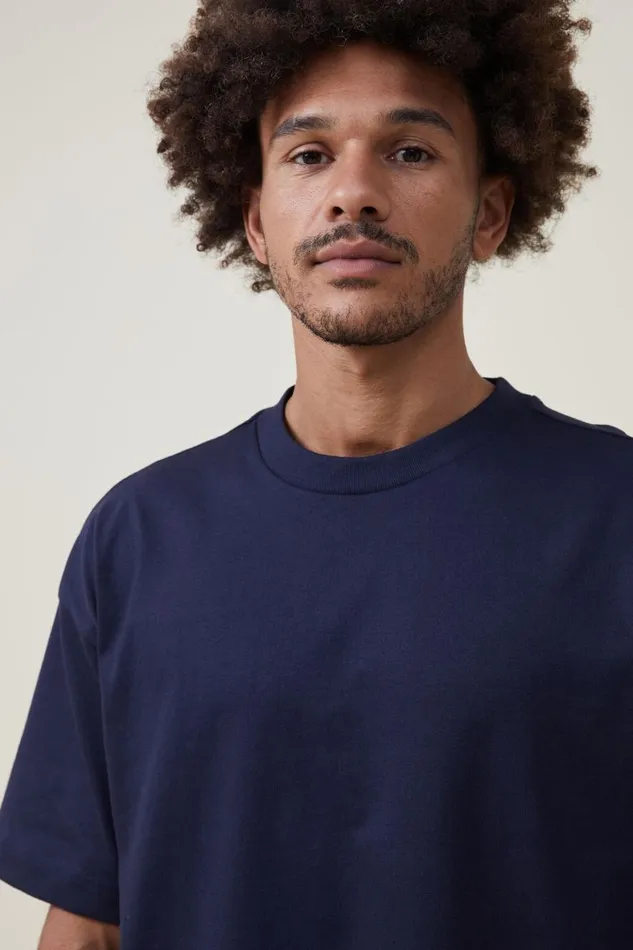 Men Tees and Tanks Cotton On Box Fit Plain TShirt True Navy