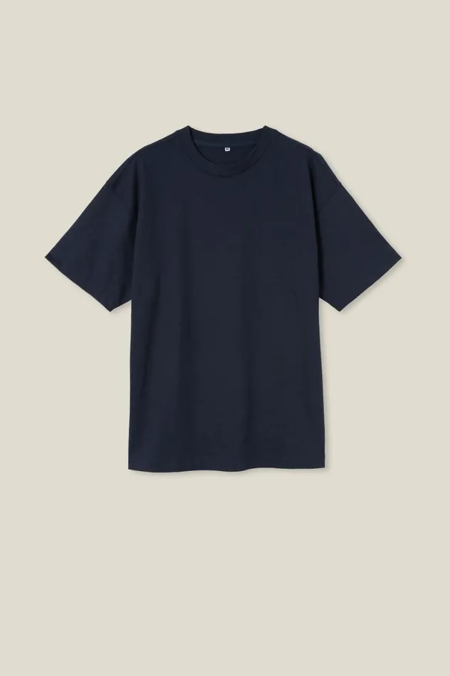 Men Tees and Tanks Cotton On Box Fit Plain TShirt True Navy