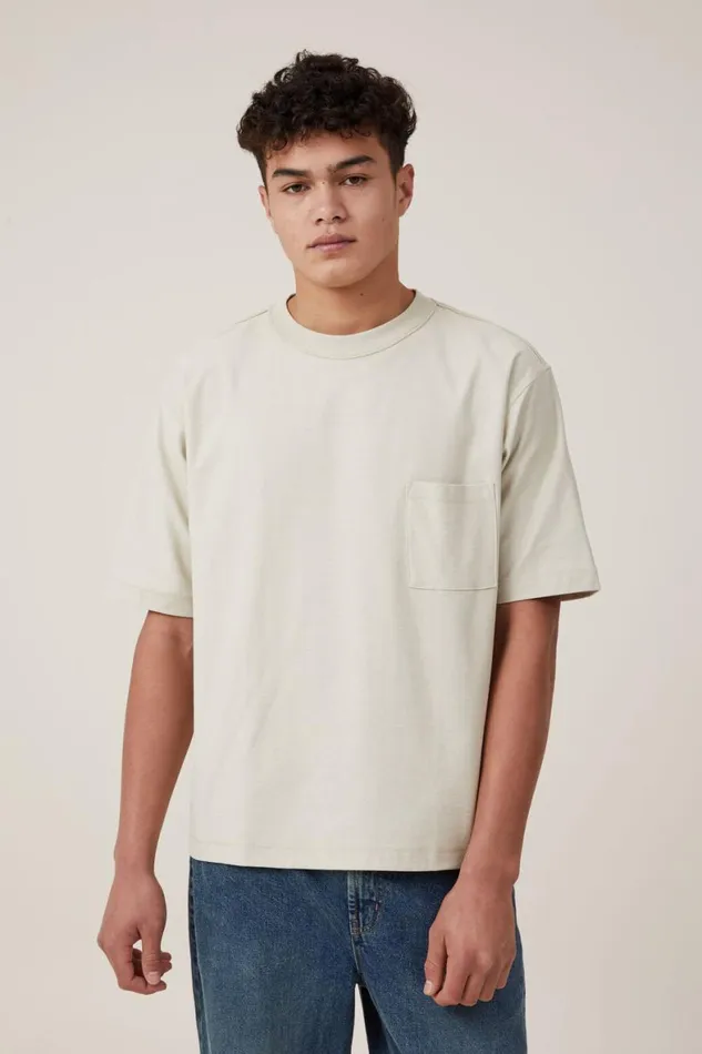 Men Tees and Tanks Cotton On Short Fit Reversed TShirt Ivory