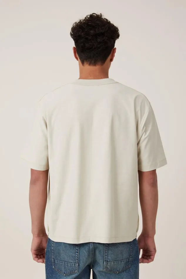 Men Tees and Tanks Cotton On Short Fit Reversed TShirt Ivory
