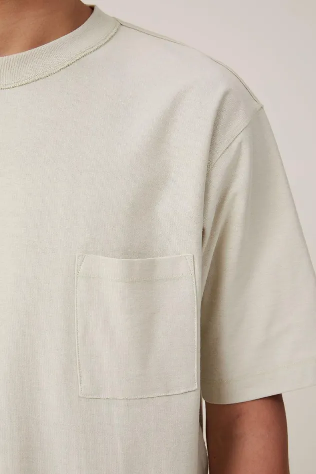 Men Tees and Tanks Cotton On Short Fit Reversed TShirt Ivory