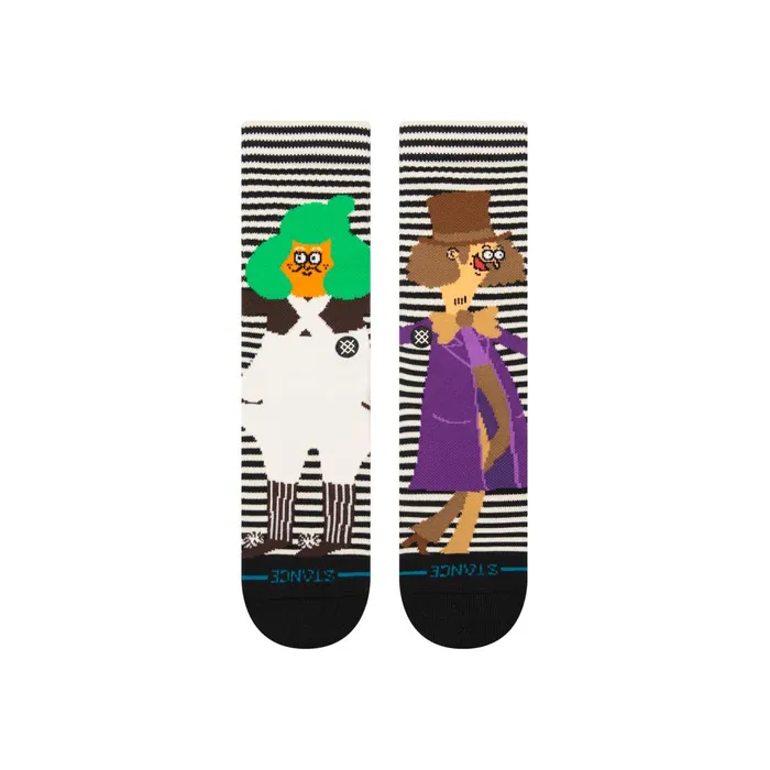 Men Willy Wonka By Jay Howell Crew Socks Oompa Loompa 8211 Blackwhite Stance Crew