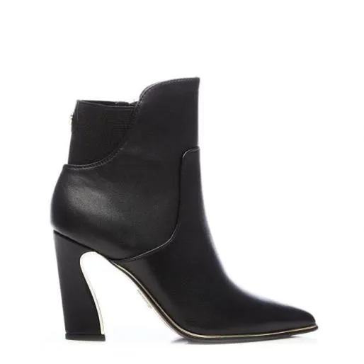 Michellie Black Leather Women Moda In Pelle Ankle Boots
