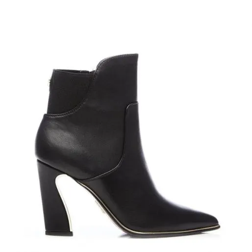 Michellie Black Leather Women Moda In Pelle Ankle Boots