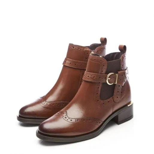 Mikara Tan Leather Women Moda In Pelle Ankle Boots Mikara Tan Leather Women Moda In Pelle Ankle Boots