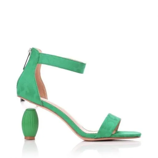 Mirabelle Green Textile Women Moda In Pelle Heeled Sandals