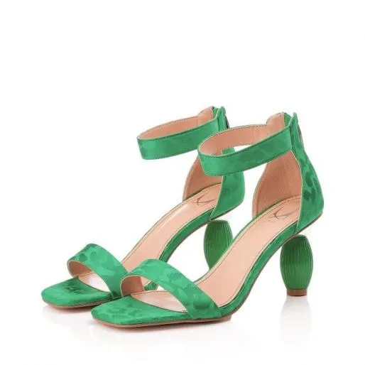 Mirabelle Green Textile Women Moda In Pelle Heeled Sandals Mirabelle Green Textile Women Moda In Pelle Heeled Sandals