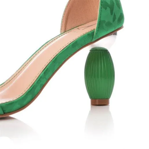 Mirabelle Green Textile Women Moda In Pelle Heeled Sandals Mirabelle Green Textile Women Moda In Pelle Heeled Sandals