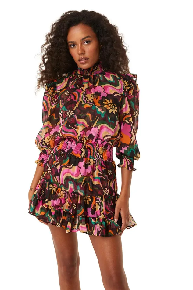 MISA Los Angeles Dresses Women GIANNA DRESS Flora Groove Chiffon
