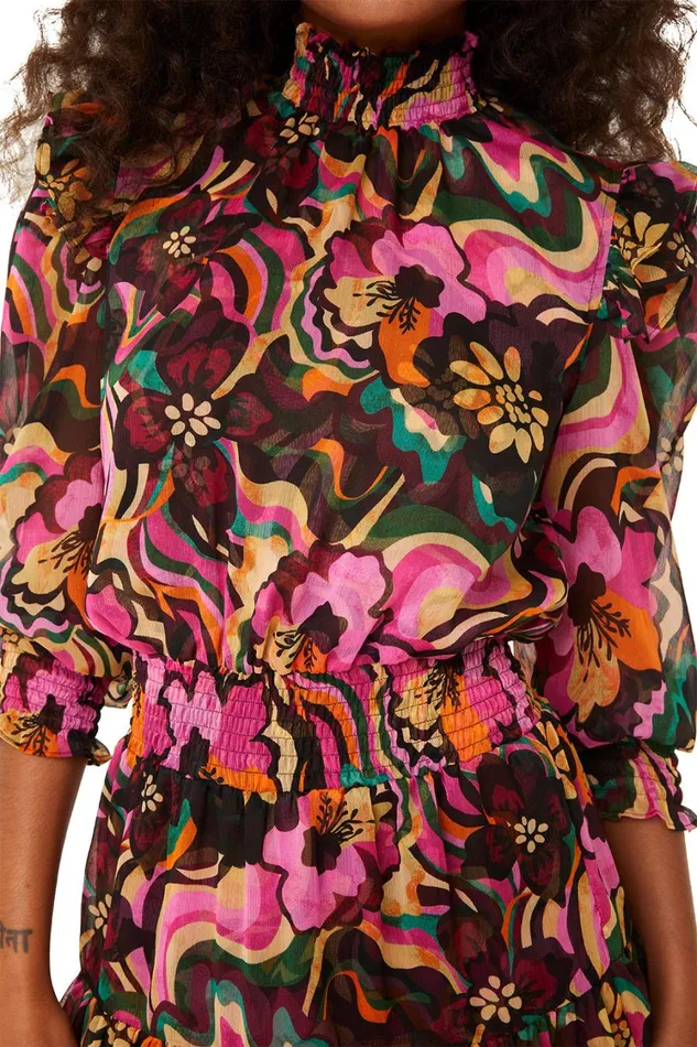 MISA Los Angeles Dresses Women GIANNA DRESS Flora Groove Chiffon