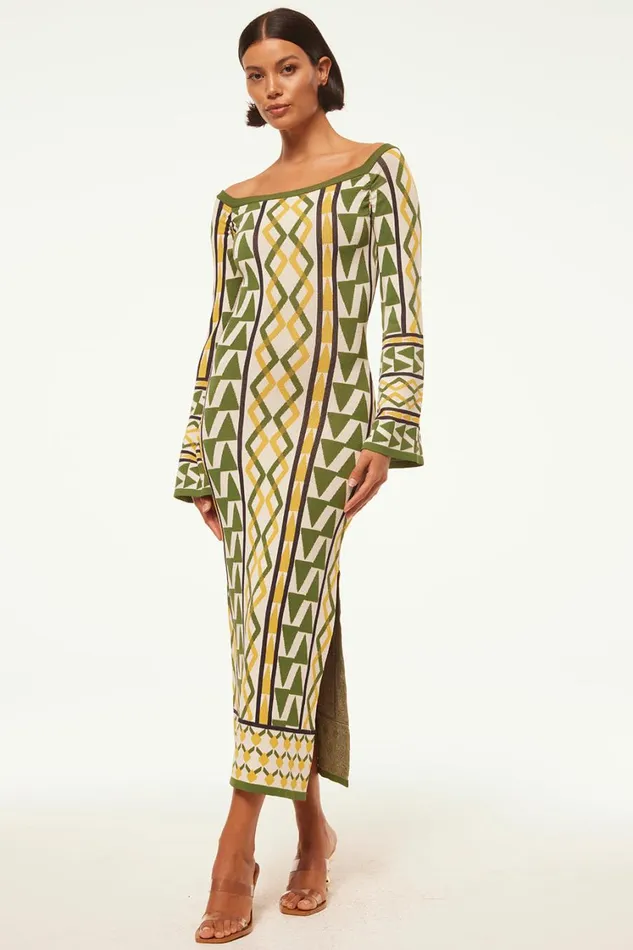 MISA Los Angeles Dresses Women JAQUETTA DRESS Limoncello Geo Jacquard