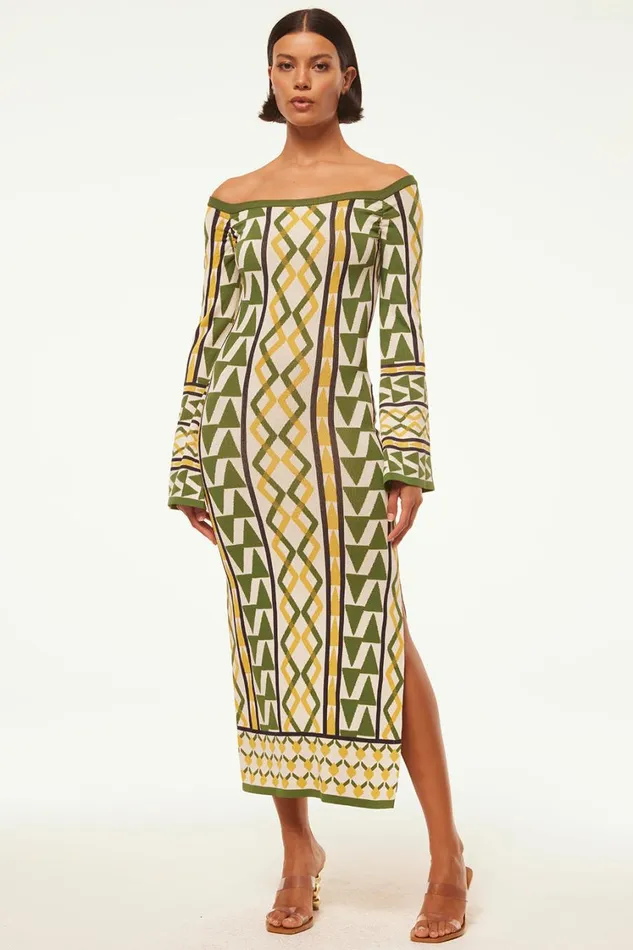 MISA Los Angeles Dresses Women JAQUETTA DRESS Limoncello Geo Jacquard