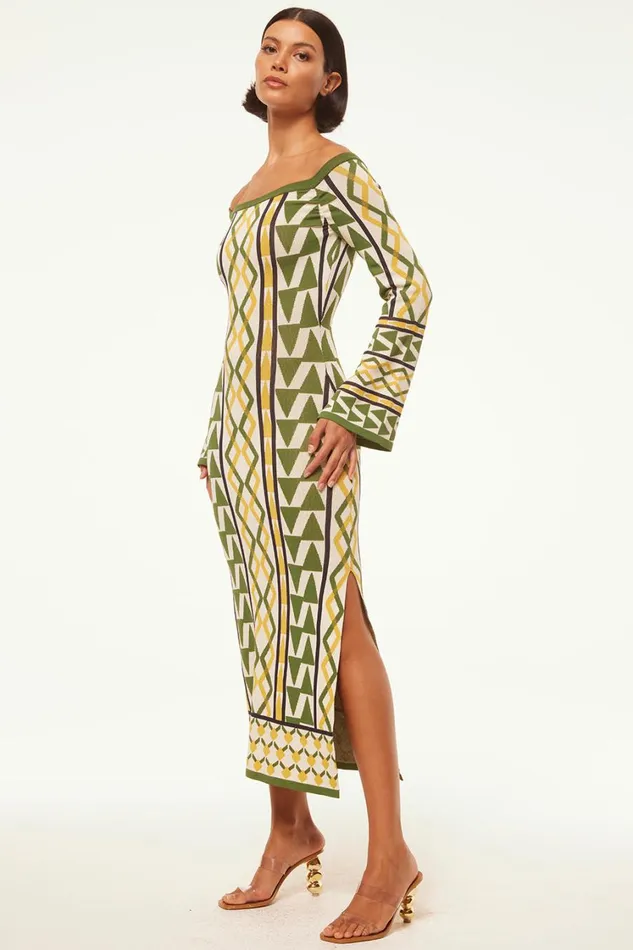 MISA Los Angeles Dresses Women JAQUETTA DRESS Limoncello Geo Jacquard