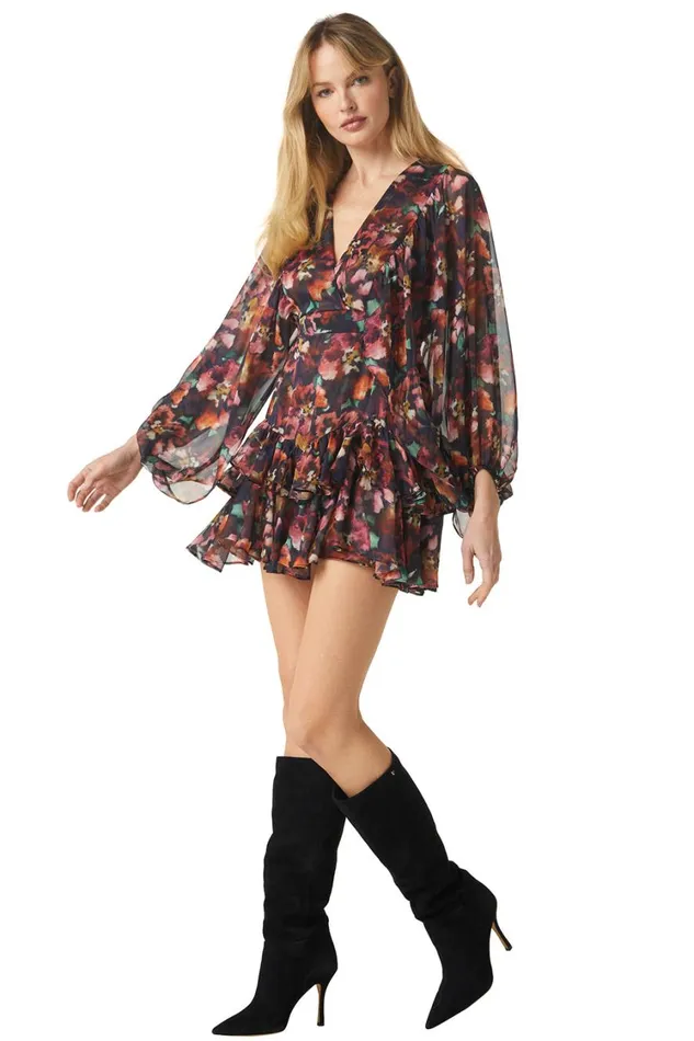 MISA Los Angeles Dresses Women JOLENE DRESS Libra Fleur Chiffon