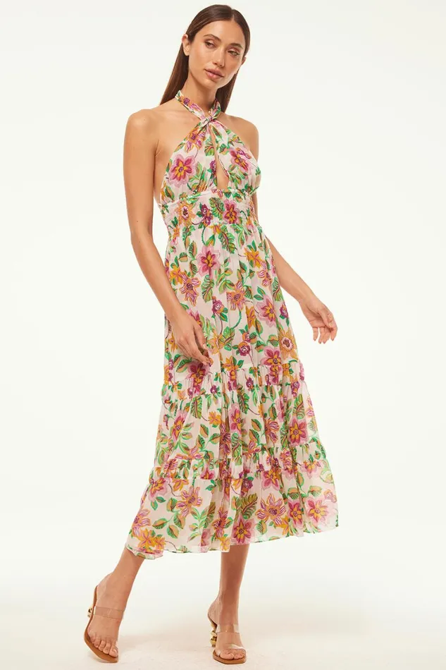 MISA Los Angeles Dresses Women KAROLINA DRESS Flora Exotica Chiffon