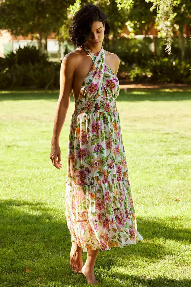 MISA Los Angeles Dresses Women KAROLINA DRESS Flora Exotica Chiffon