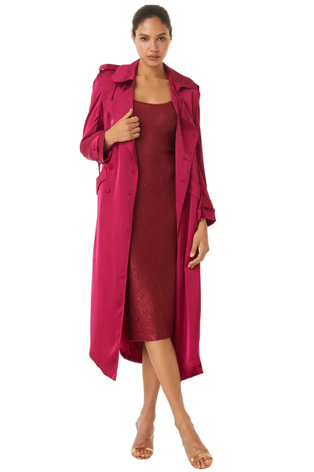 MISA Los Angeles Dresses Women KIKI TRENCH Fuchsia Satin