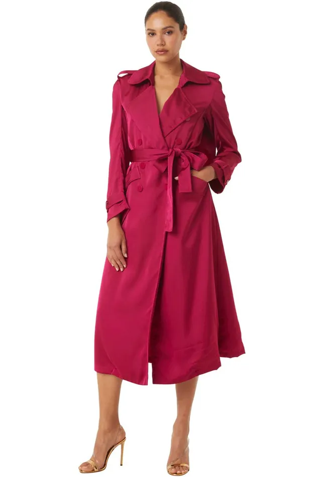 MISA Los Angeles Dresses Women KIKI TRENCH Fuchsia Satin