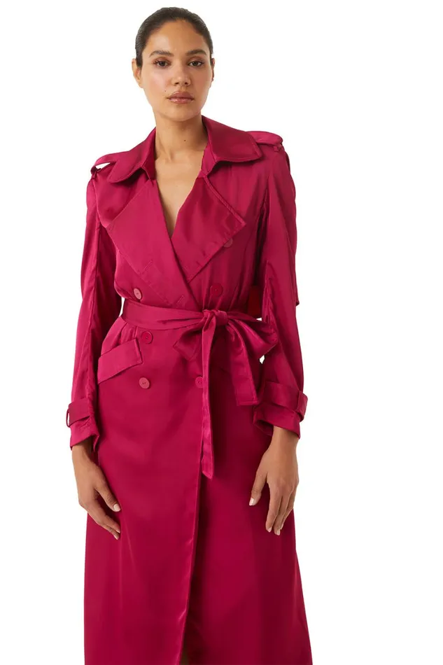 MISA Los Angeles Dresses Women KIKI TRENCH Fuchsia Satin