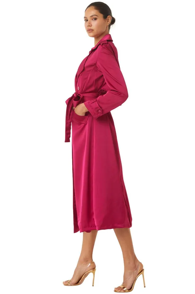 MISA Los Angeles Dresses Women KIKI TRENCH Fuchsia Satin