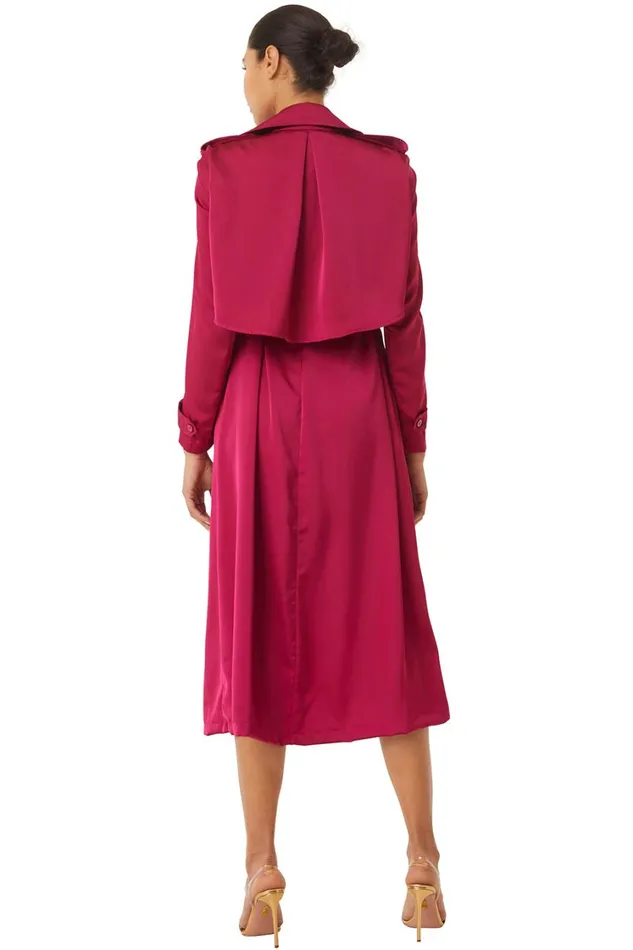 MISA Los Angeles Dresses Women KIKI TRENCH Fuchsia Satin