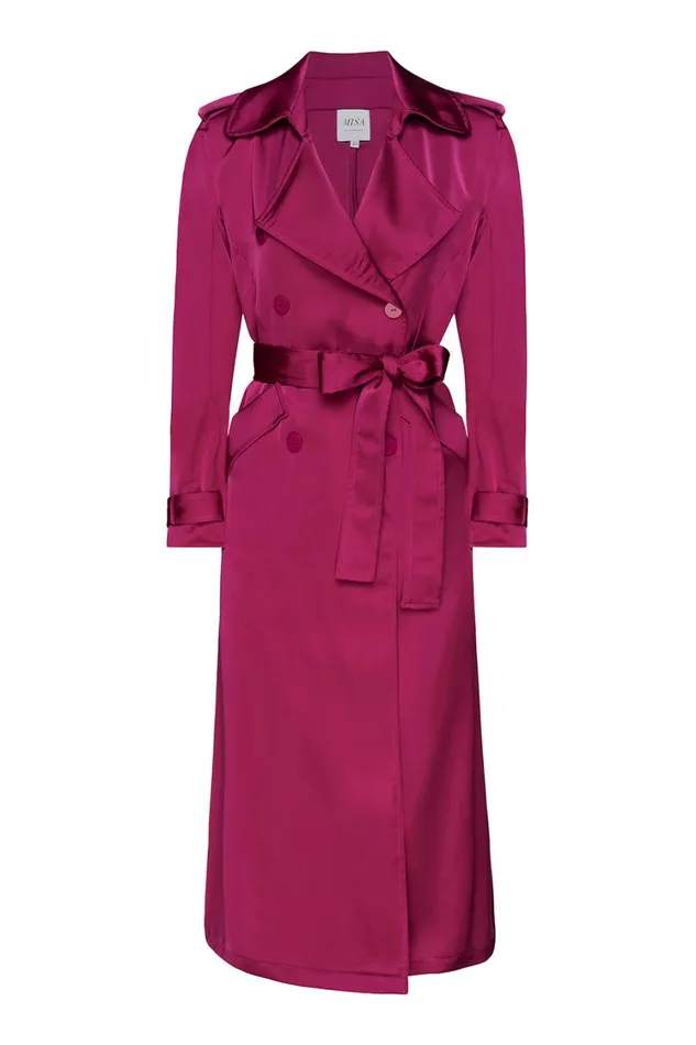 MISA Los Angeles Dresses Women KIKI TRENCH Fuchsia Satin