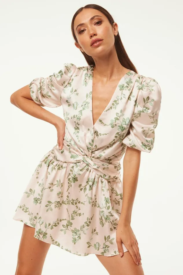 MISA Los Angeles Dresses Women NARCISSA DRESS White Sage Botanica Satin