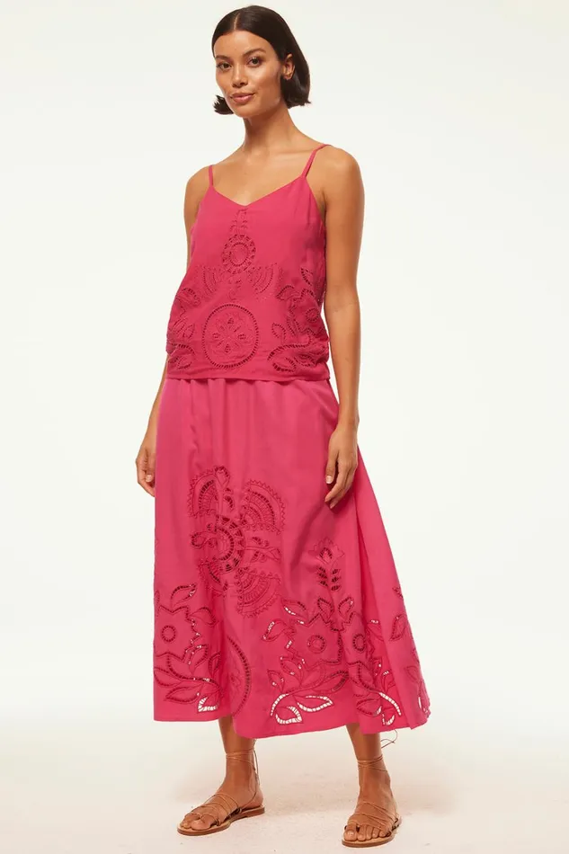 MISA Los Angeles Skirts and Shorts Women ANALISSE SKIRT Pink Eyelet