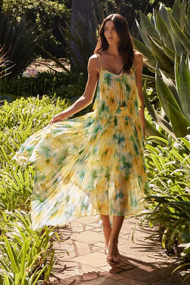 MISA Los Angeles Skirts and Shorts Women AVRA SKIRT Citron Watercolor