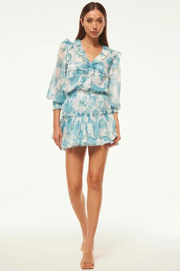 MISA Los Angeles Skirts and Shorts Women MARION SKIRT Turquoise Flora Chiffon
