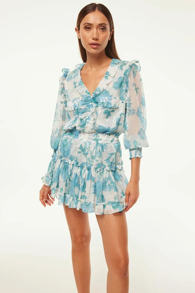 MISA Los Angeles Skirts and Shorts Women MARION SKIRT Turquoise Flora Chiffon