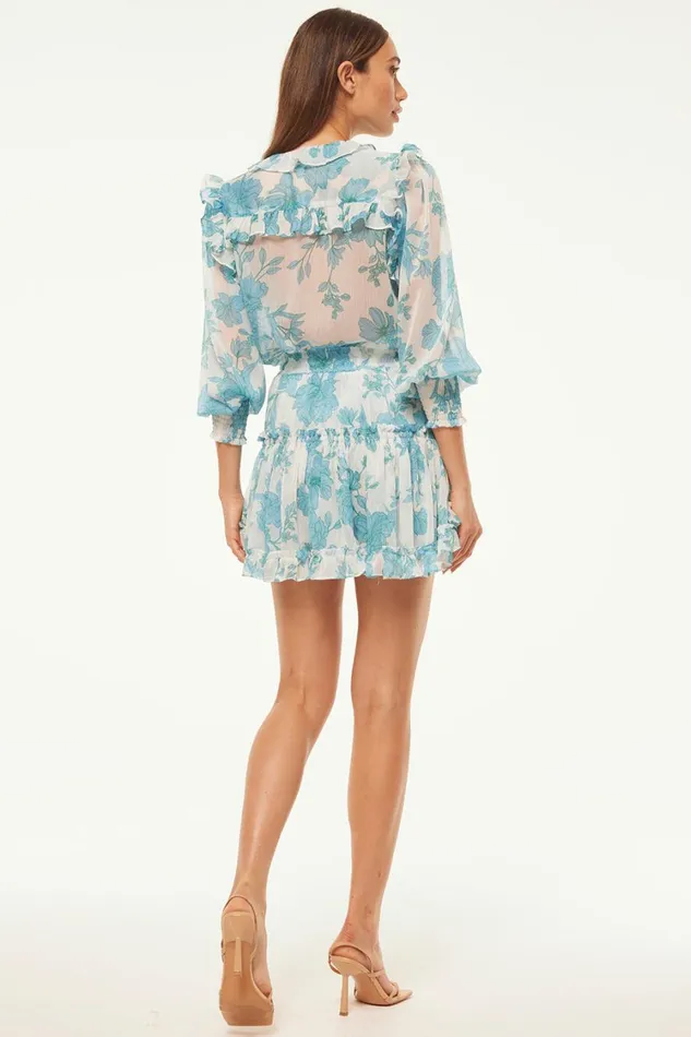 MISA Los Angeles Skirts and Shorts Women MARION SKIRT Turquoise Flora Chiffon