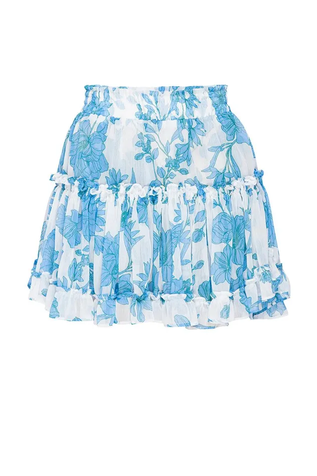 MISA Los Angeles Skirts and Shorts Women MARION SKIRT Turquoise Flora Chiffon
