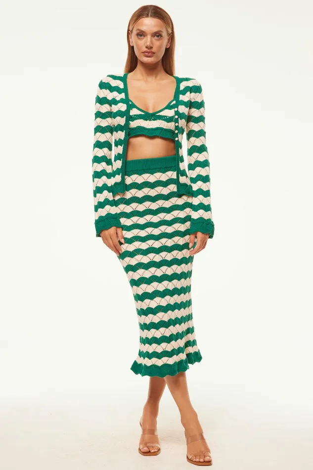 MISA Los Angeles Skirts and Shorts Women MELINA SKIRT Emerald Stripe