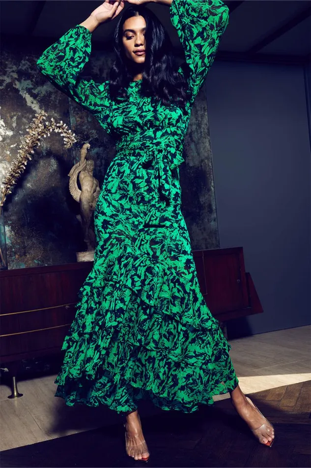 MISA Los Angeles Skirts and Shorts Women VERONIQUE SKIRT Emerald Abstract