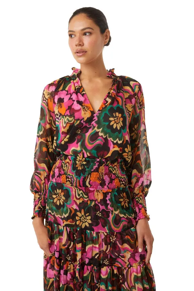 MISA Los Angeles Tops Women ALEXIS TOP Flora Groove Chiffon