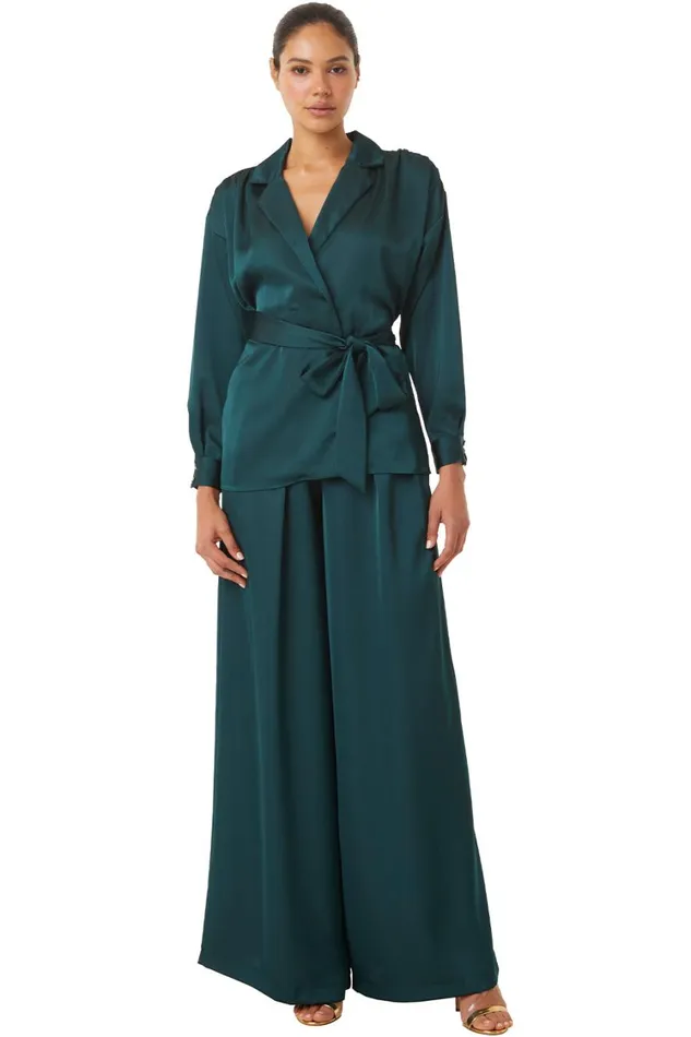 MISA Los Angeles Tops Women FARAH JACKET Emerald Satin