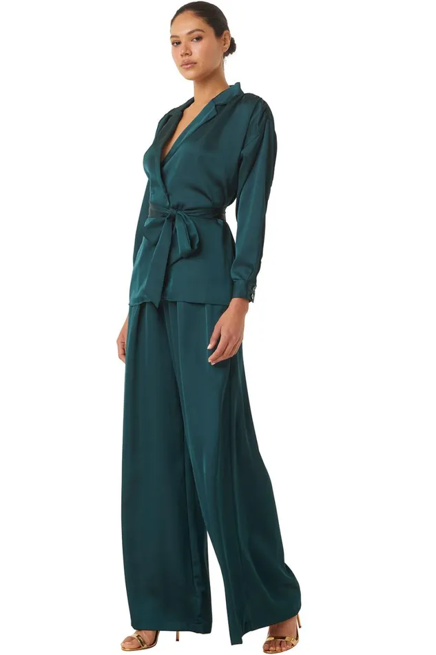 MISA Los Angeles Tops Women FARAH JACKET Emerald Satin