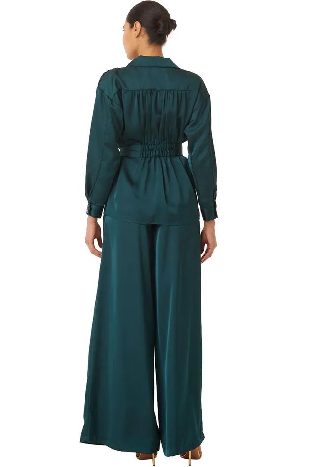 MISA Los Angeles Tops Women FARAH JACKET Emerald Satin