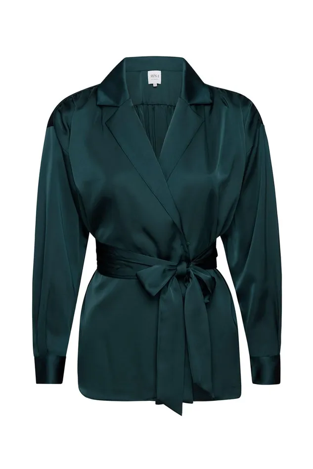 MISA Los Angeles Tops Women FARAH JACKET Emerald Satin