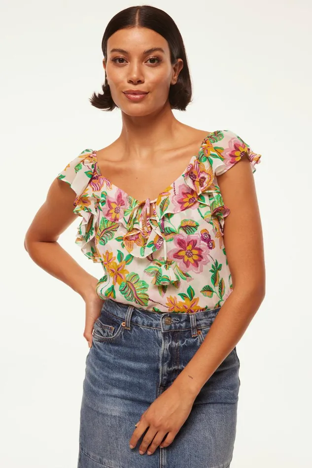 MISA Los Angeles Tops Women LUCA TOP Flora Exotica Chiffon