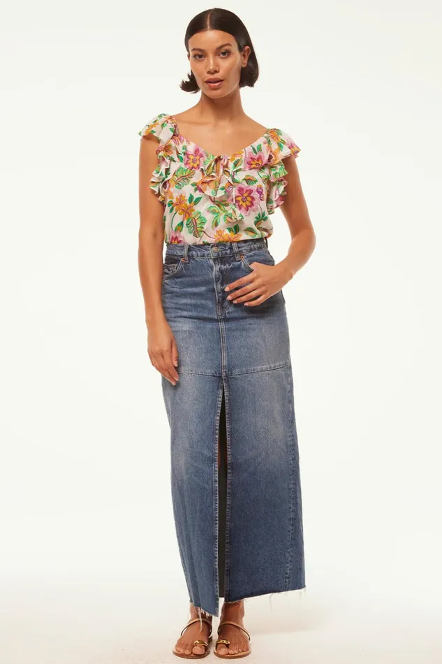 MISA Los Angeles Tops Women LUCA TOP Flora Exotica Chiffon