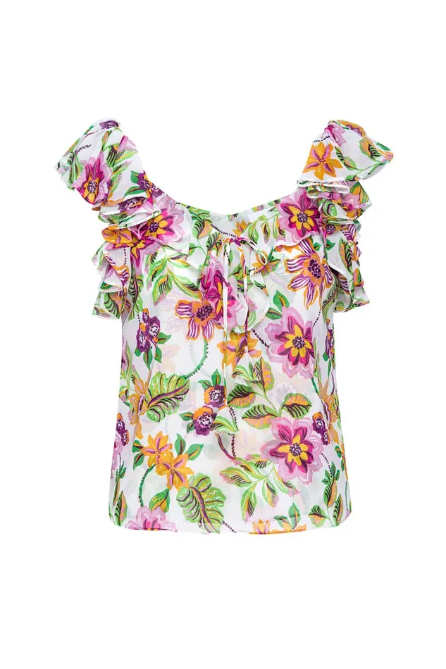 MISA Los Angeles Tops Women LUCA TOP Flora Exotica Chiffon