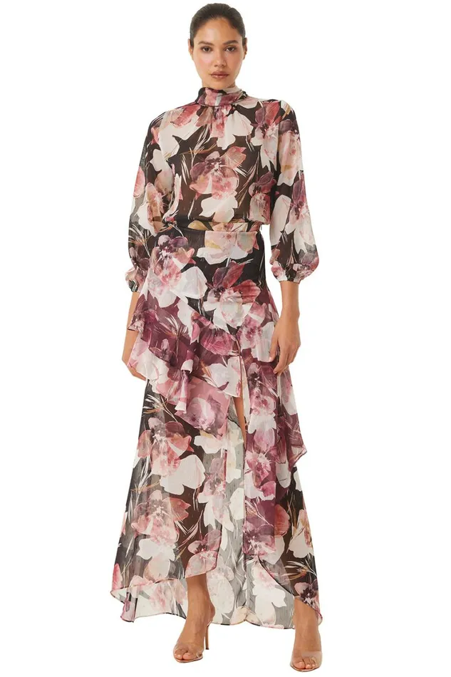 MISA Los Angeles Tops Women LULU TOP Flora Tropical Black