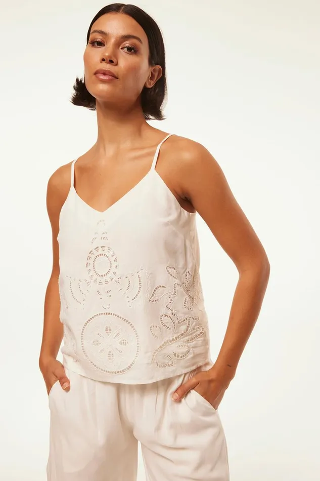 MISA Los Angeles Tops Women MARCELA TOP Canary Eyelet