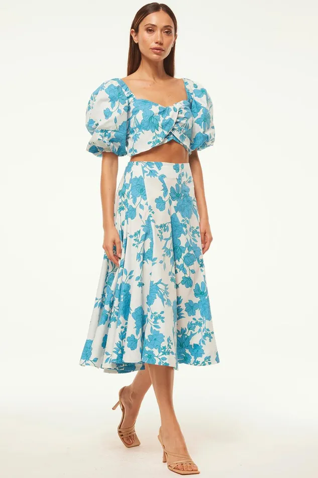 MISA Los Angeles Tops Women RORI TOP Turquoise Flora Poplin
